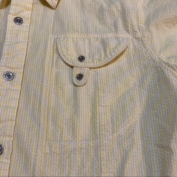 Cavi Yellow Seersucker Short Sleeve Shirt Metal Buttons - Picture 4 of 7